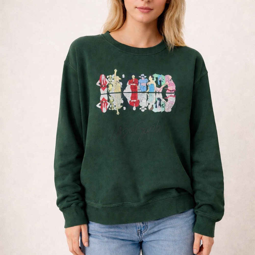 Lady Gaga ARTPOP Sweatshirt Green Graphic Crewneck Delta M